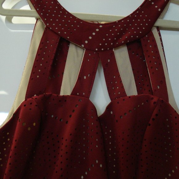 Juniors' Laser-Cutout Halter Fit & Flare Dress - Picture 2 of 4
